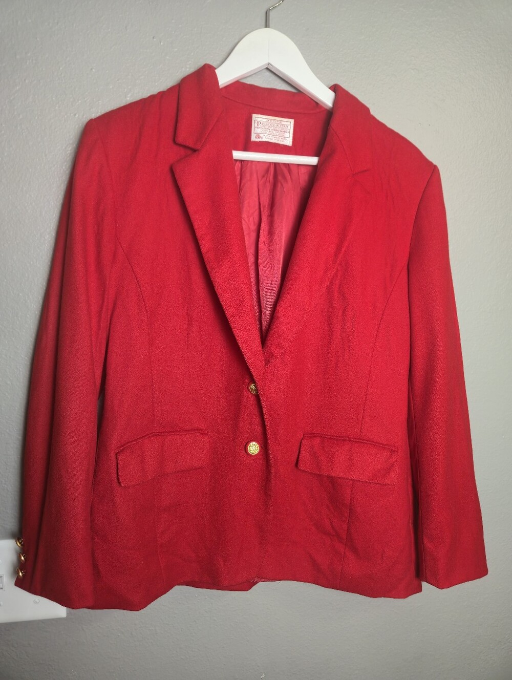 Pendleton Vintage Red Wool Blazer Jacket Size 12P